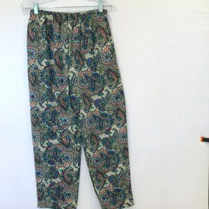 Alcazar Women's Size Medium Elastic Waist Cropped Palazzo Pants Paisley Floral
